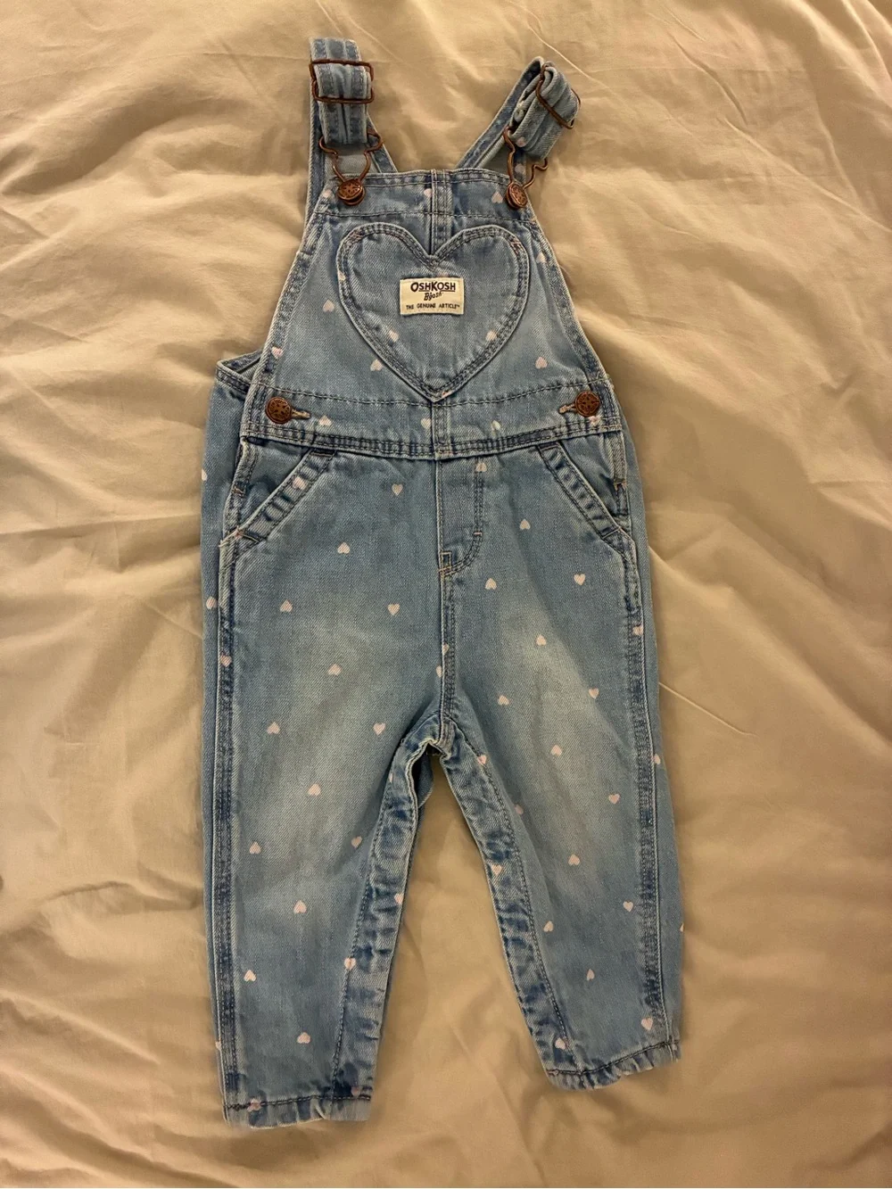 OshKosh B'gosh Heart Denim Overalls 12 Months